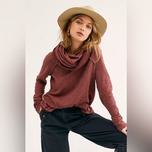 Free People - Women's Oversized Cotton Cocoon Cowl Pullover - Size X-Small - Red